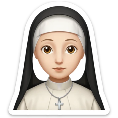 Rosalia (the singer) as a nun. (Use lux album cover as reference). The habit is white. sticker