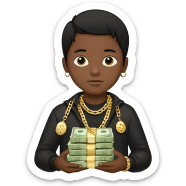 Has un chico con mucha plata en sus manos y que tenga pelo negro  sticker