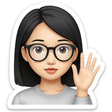 cute asian girl with black glasses sticker