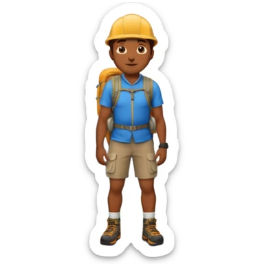 apple style emoji of a man standing proudly on a mountain peak, mountain under his feet sticker