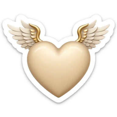 beige heart with white angel wings sticker