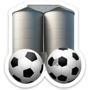 two-soccer-balls-in-front-of-a-silo sticker