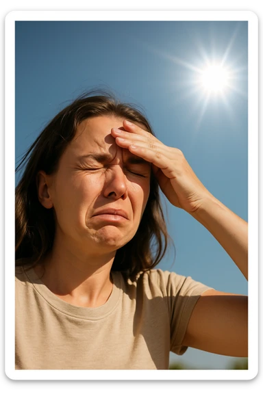 Donna che ha male agli occhi con il sole sticker