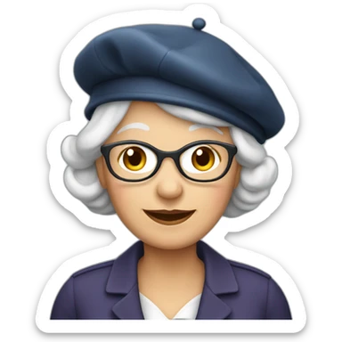 sixty years old lady wearing a French beret sticker