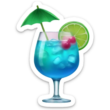 Blue with green and pink cocktail  sticker