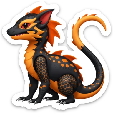 Magmatic furry spotted Salandit-Noibat-Litten-Hybrid (Full body) sticker