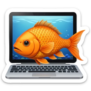 animal nature fish in a building working on a computer sticker