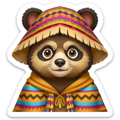 Spectacled bear with a chullo and poncho sticker
