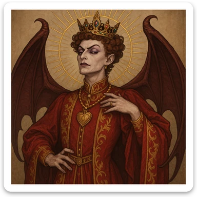 pride represented as a character or symbol inspired by the seven deadly sins, second distinct visual interpretation sticker