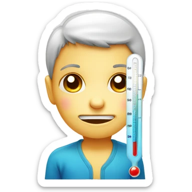 sick child, thermometer with high temperature sticker