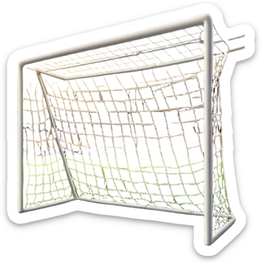 Cinematic Realistic image of a soccer goal net with intricately detailed mesh textures and subtle signs of wear, set against a dynamic, sunlit stadium backdrop that emphasizes its iconic presence in the game sticker