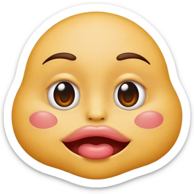 

I'd like an emoji with slightly squinty eyes, a mouth giving a tight kiss with little creases around the lips sticker