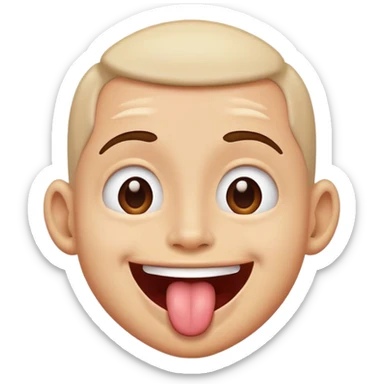 Shaking head with tongue sticking out smiling eyes sticker