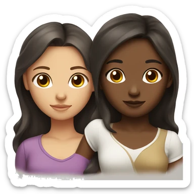 Two girls napping. One with brown skin and dark hair and another with white skin and dark hair sticker