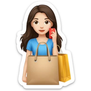 brunette long haired girl shopping sticker