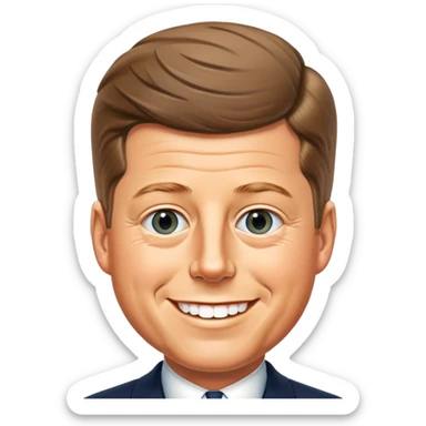 John F. Kennedy smiling face, minimal details, friendly diplomatic mood sticker