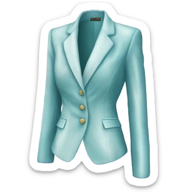 Hyper Realistic isolated side view of a pair of velvet light robins egg blue feminine blazer jacket. sticker