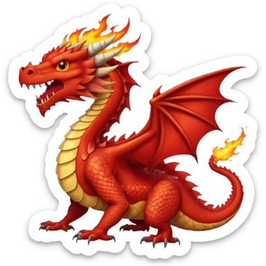 a red wales dragon breathing fire sticker