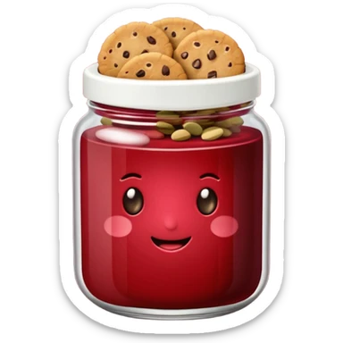 Haz un emoji de un tarro de galletas Red Velvet con pepitas de chocolate blanco sticker