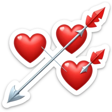 2 red hearts pierced by Cupid's arrow sticker
