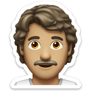 man with brown hair and mullet hairstyle sticker