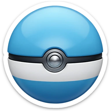 vibrant blue pokeball emoji with a black stripe and highlights sticker
