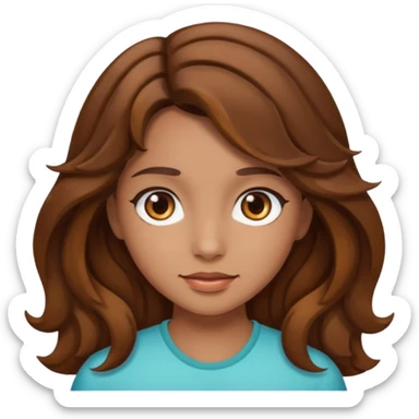 Girl with Brown wavy hair and brown eyes and tan skin sticker
