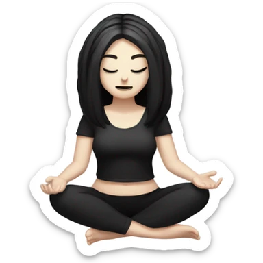 goth white girl and black hair meditating sticker