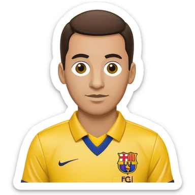 Un árbitro con equipaje amarillo y con el escudo del Barcelona sticker