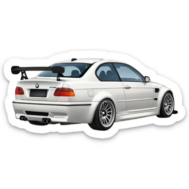 bmw m3 e46  drifting, smoke is coming from the rear, and it's visible from behind. sticker
