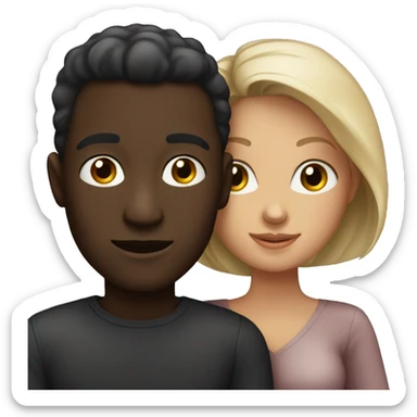 White man with a dark skin woman in love  sticker