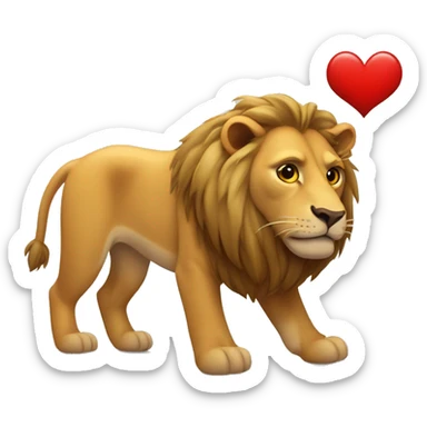 León guinando el ojo con corazon sticker