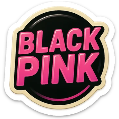 BLACKPINK-inspired wearable object, black and pink colors, nostalgic and playful, could be a patch, badge, or button sticker