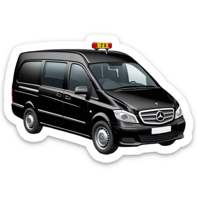 Black Mercedes Vito funeral van with registration number JTB and a  sticker