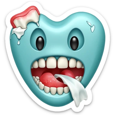 Chewed gum with a broken tooth embedded inside. sticker