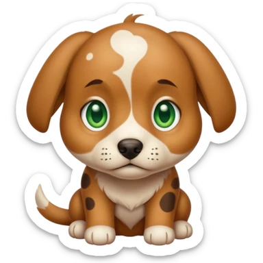 Cute puppy with tan spots and base color brownish light with bold light green eyes sticker