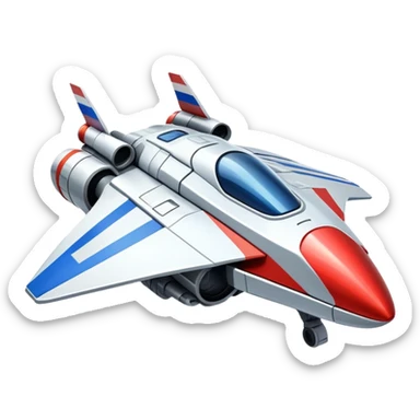 Futuristic war spaceship with Russian flag colors, sleek design sticker