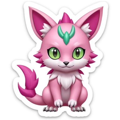 Electro Ivy Rosy Colorful Tropical Exotic Soft Smooth Cute Elegant Realistic Adorable Pretty Beautiful Meicoomon-Gatomon-Liepard-Pokémon-Digimon-Fakémon-fusion-hybrid-creature sticker