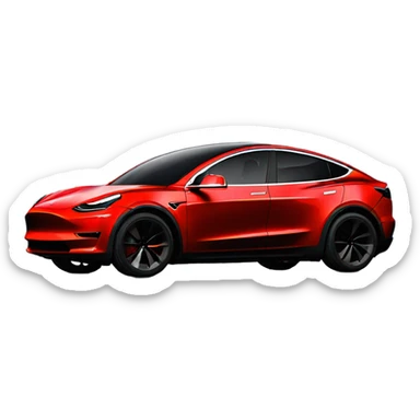 Red Tesla Model Y Performance Black Rims sticker