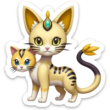 Meloetta-Gatomon-Meowth-Liepard-Pokémon-Digimon-Fakémon-fusion-hybrid-creature sticker