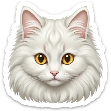 White Norwegian forest cat with long fluffy fur, bushy tail, large tufted ears and bright eyes sticker