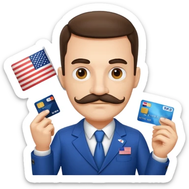 stefan cel mare credit card with us flagwith mustache sticker