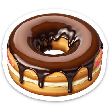 Cinnamon donut open and oozing with chocolate sauce sticker