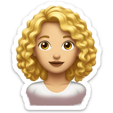 Chica rubia pelo rizado flequillo sticker