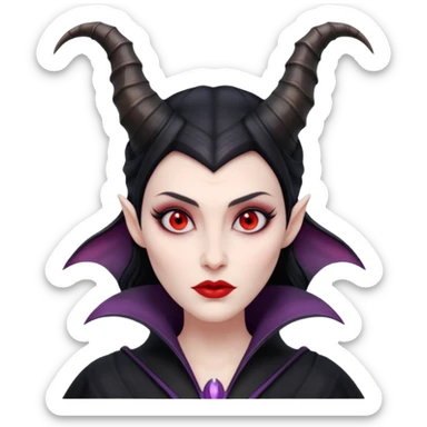Maleficent villain with horns red eyes sticker