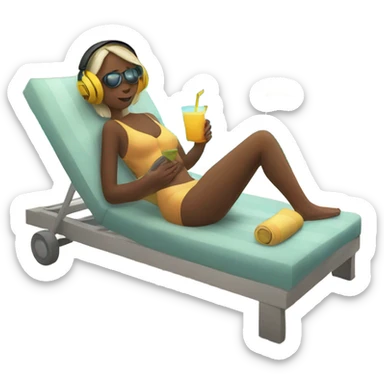 Relaxing by the pool listening to music sticker