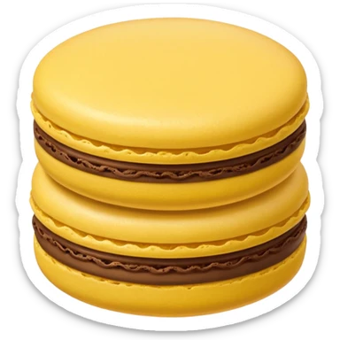 a single of yellow macaron with brown cream



















 sticker