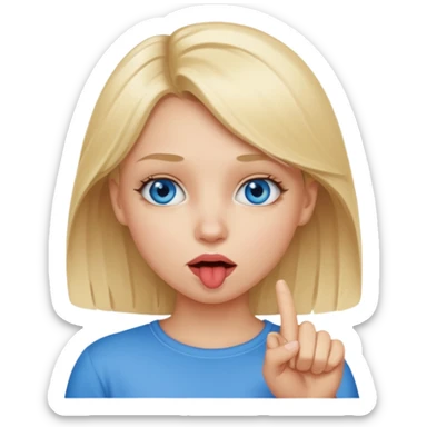 Chica con el dedo índice en la boca mordiéndose la boca ,que la chica sea rubia con ojos azules  sticker