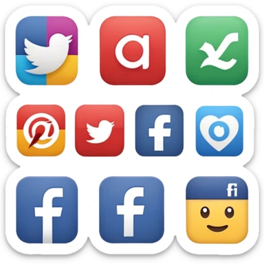 Socail media sauare emoji style icons 
Creat the quadrant with the logos of FB, X, Trustpilot, Instagram, Youtube, Linkedin sticker