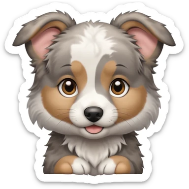 a playful merle and grey Aussie puppy sticker